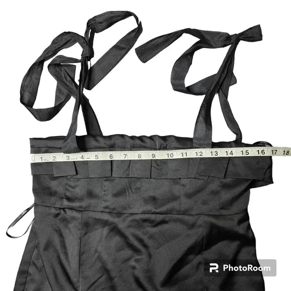 Lulus Black Tie Optional Satin Ruffled Midi Dress - Picture 5 of 12